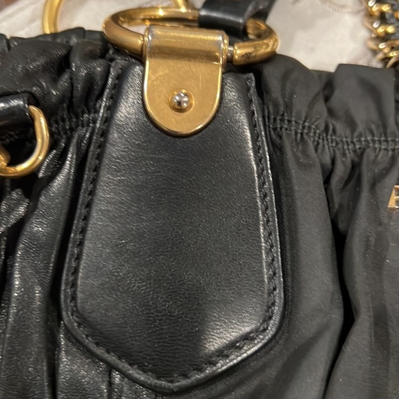 Prada black nylon and leather with gold hardware medium - Picture 10 of 12